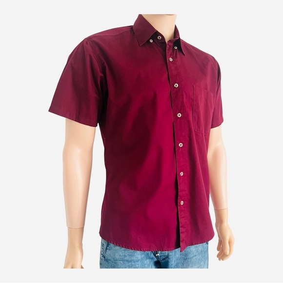 DOC& Amelia Maroon formal button down shirt NWOT Men’s S - Picture 9 of 16